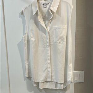 Athleta White Notched Collar Relaxed Blouse